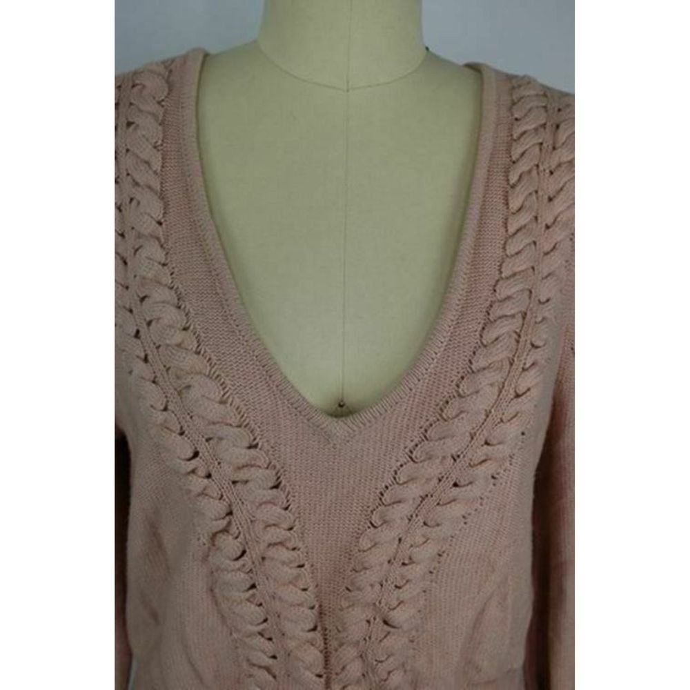 BCBG Crop Bishop Sleeve Sweater sz L in Bare Pink - Picture 6 of 9
